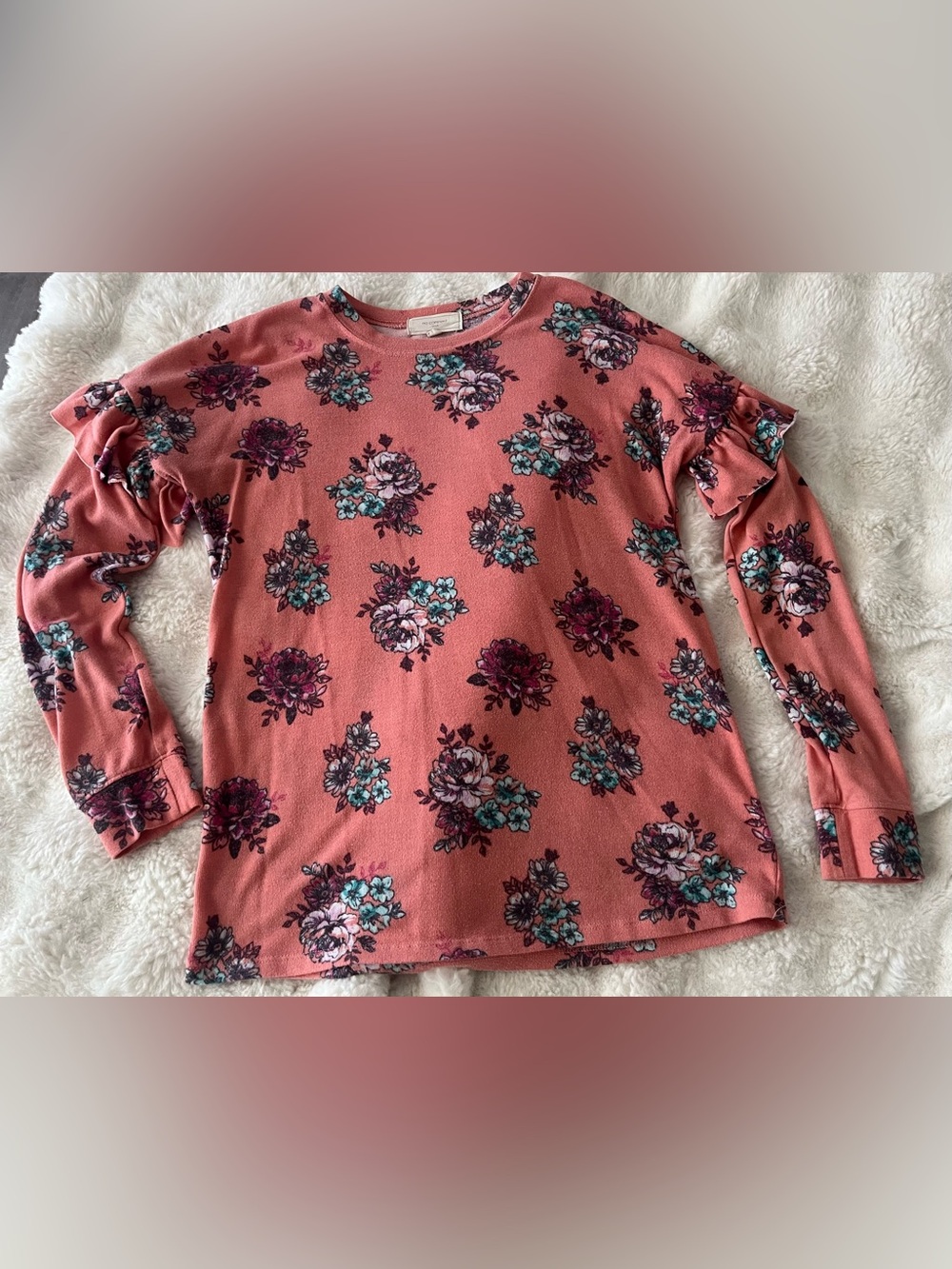 Coral Floral Crewneck Sweatshirt - Women
